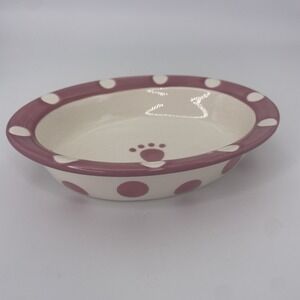 Petrageous Designs Oval Stoneware Pet Dish Pink White Cat Small Dog